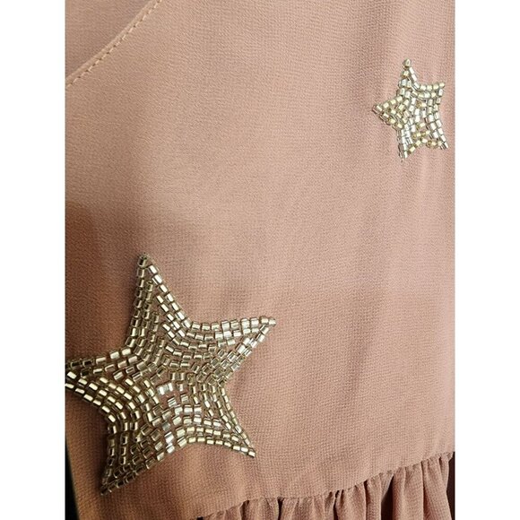 NWT Size Small Chaser Blush Pink Beaded Star Maxi Dress Slit Sleeves - Picture 5 of 9
